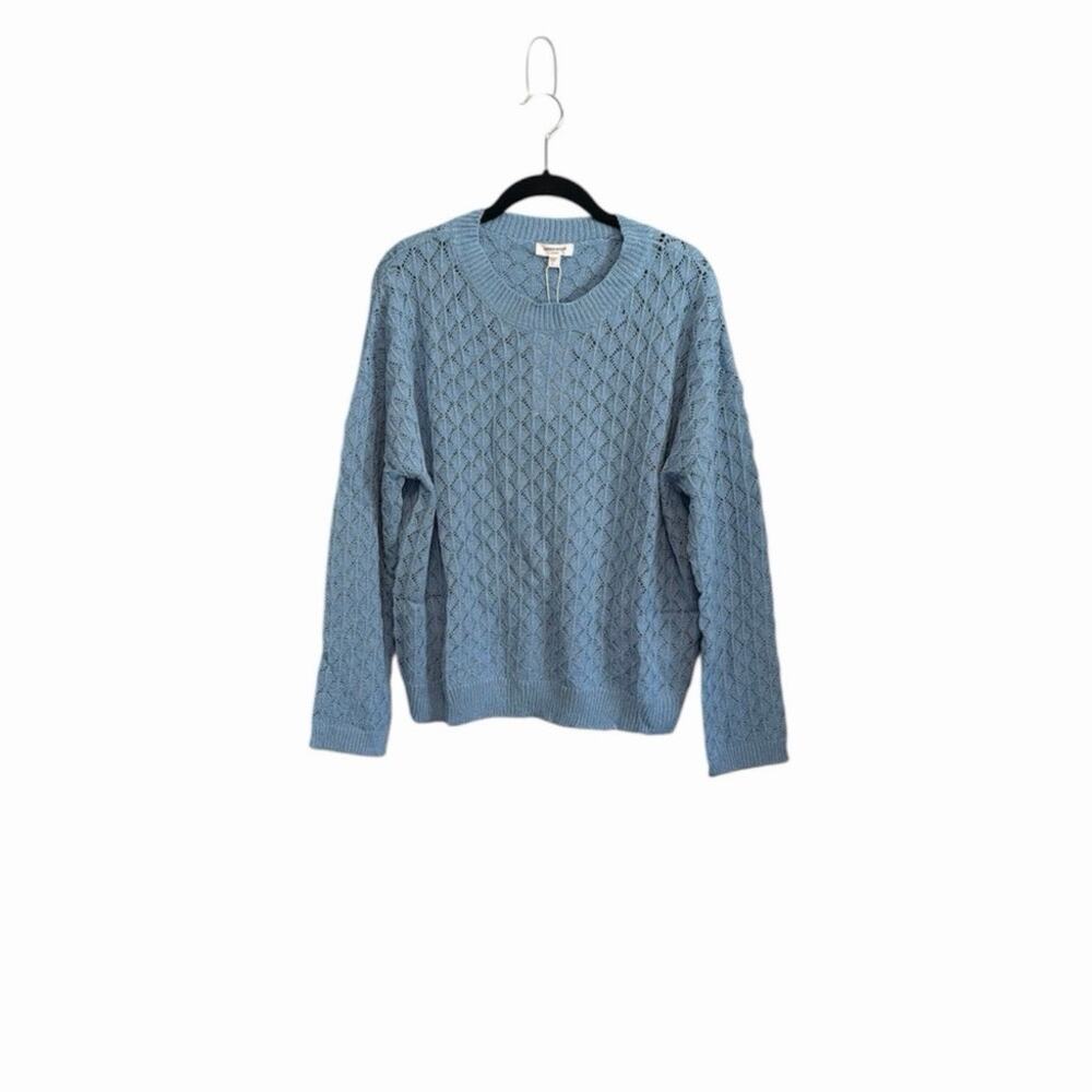 Anniewear Blue Open Knit Long Sleeve Sweater NWT Sz Large Nautical Beachy